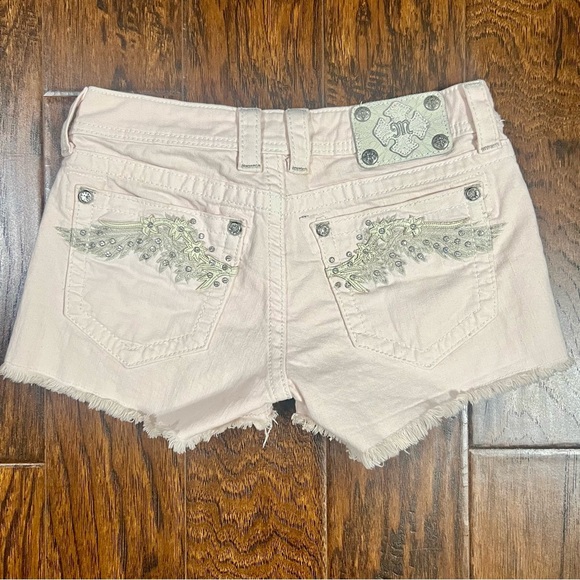 Miss Me Pants - Miss Me Light Pale Pink Embellished Denim Shorts White Label Size 27 Distressed